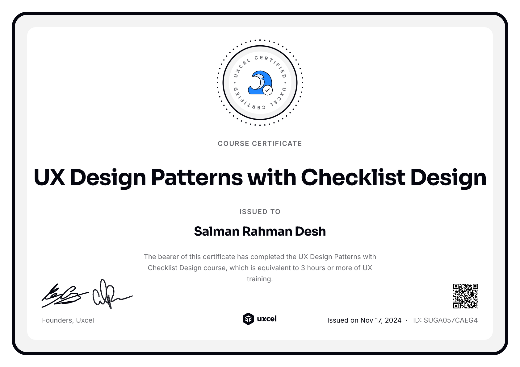 Salman Rahman Desh's certificate